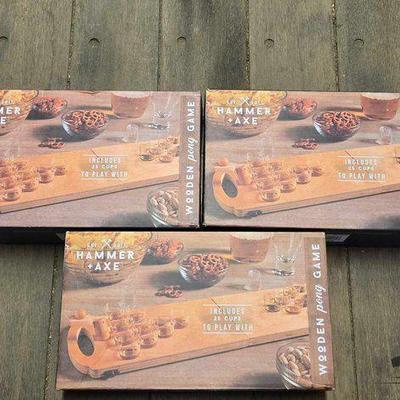 #7164 • NEW!!! (3) Hammer + Axe Wooden Pong Game
