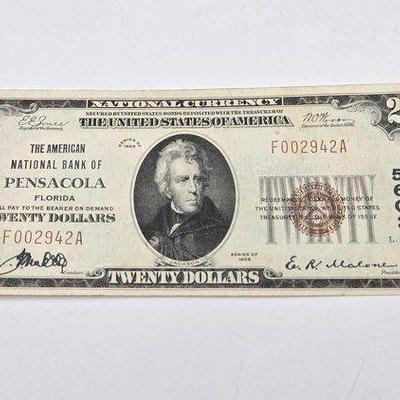 #1548 • 1929 $20 Red Seal Dollar Banknote
