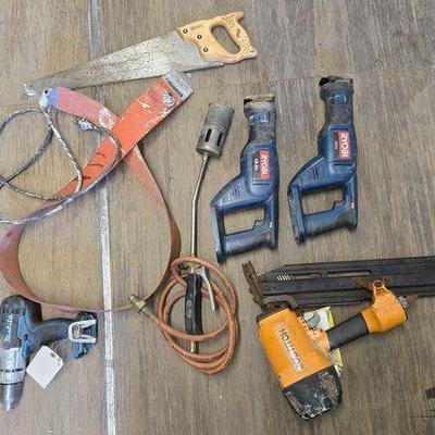 #8012 • Screw Driver, Saws, Nail Gun, Hand Saw & Band Heater
