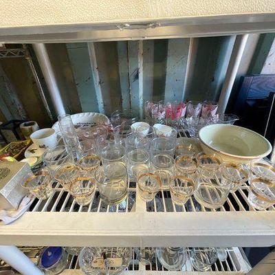 #3558 • Glass Cups, Bowls, Saucers and Plate
