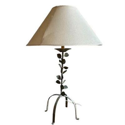 Verdigris Finish Metal Floral Tri-Leg Table Lamp
