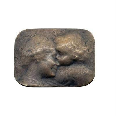 Ovide Yencesse; "Le Braser de L'Enfant" Bronze Plaquette