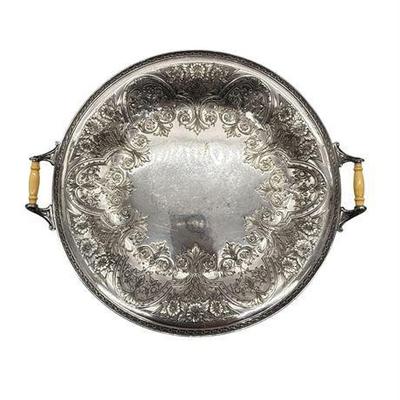 Antique Wilcox S.P. & Silverplate Bone-Handled Serving Tray 1192