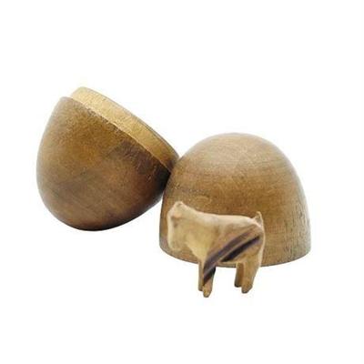 Treen Style Egg Box with Carved Animal Figurine