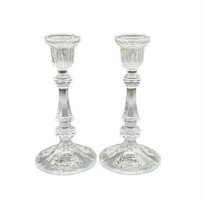 Vintage Crystal Glass Candlestick Holders (2ct)
