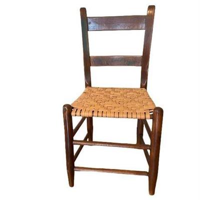 19th C Childs Side Chair, Woven Seat
