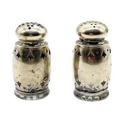 Antique 1893 Sterling Silver and Glass Lined Salt and Pepper Shaker Set