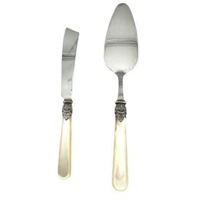 EME Italian Napoleon Cake Server and Knife with Mother of Pearl Handles
