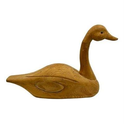 Wood Hand-Carved Swan Figurine