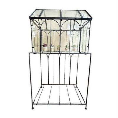 Glass House Shaped Terrarium with Lift-Top and Metal Stand