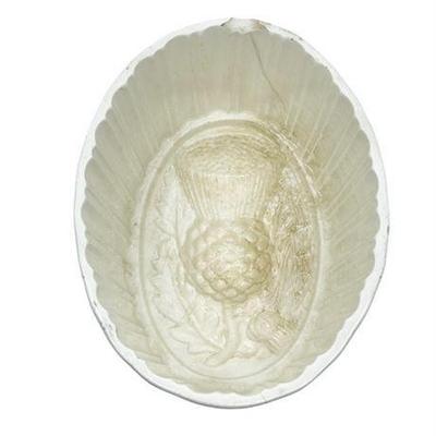 19th C Scottish Thistle Jelly Mold, Antique German Porcelain