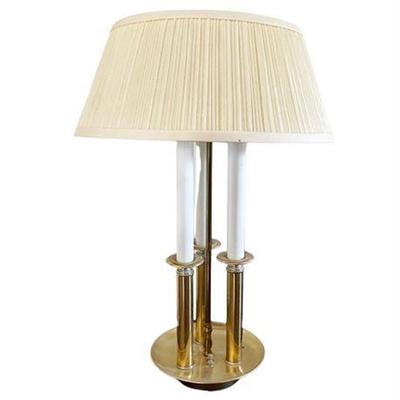 Bouillotte Style Brass Candlestick Table Lamp