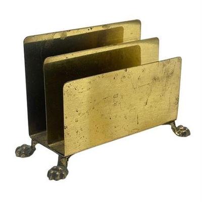 Signed Brass Letter Holder with Claw Feet