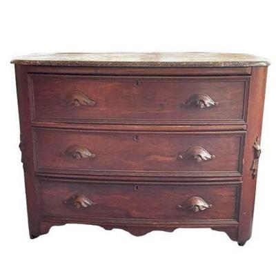 1850-1860 Chest of Drawers, Pink Marble Top