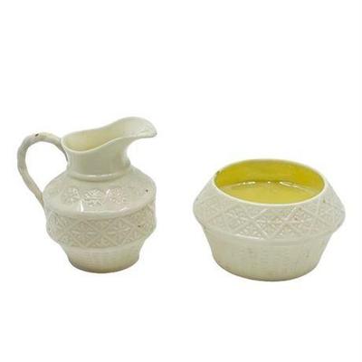 Belleek China "Cleary" Creamer and Sugar, 2nd Green Mark