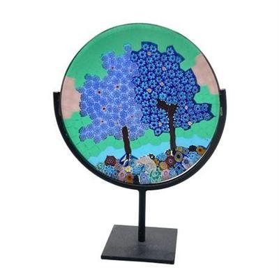 Murano Millefleur Art Glass Plate and Stand