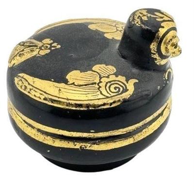 Carved Bird Gold on Lacquer Small Box