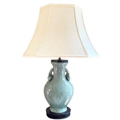 Chinese Celadon Green Pomegranate Handle Table Lamp