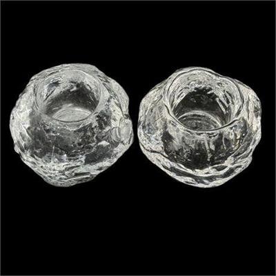 Kosta Boda Snow Ball Votive Holders, Signed, Pair (2)