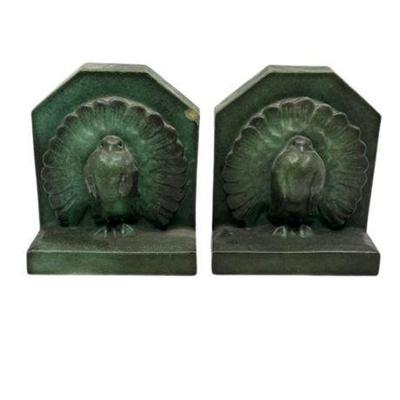 Cast Bronze Turkey Bookends, Unmarked