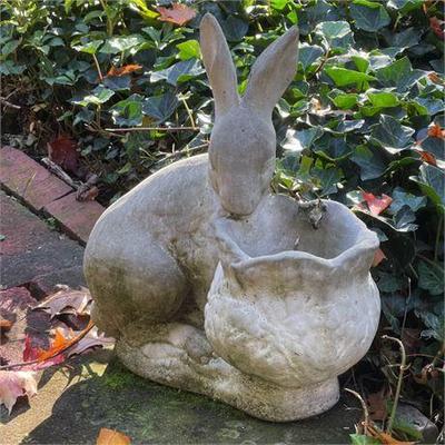 Rabbit Planter, Cast Cement