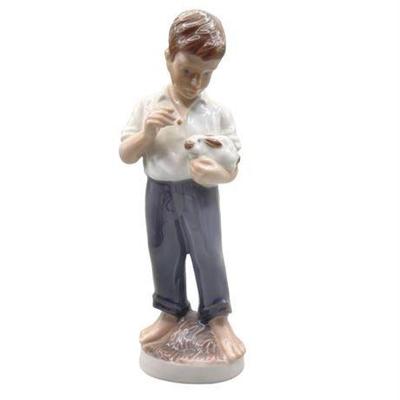 Lyngby Porcelain, Boy with Rabbit Figurine