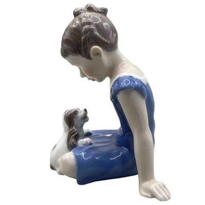 Lyngby Girl with Puppy Dog,by Svend Jensen No. 97