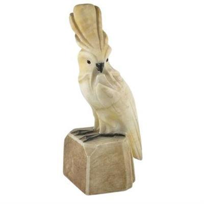 Italian Carved Alabaster Cockatoo Statue