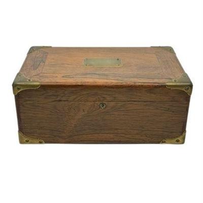19th C Campaign Style Brass Trim Humidor