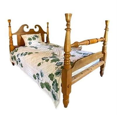 19th C. Maple 4-Poster Rope 3/4 Bed