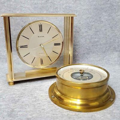 Bulova clock white & sons barometer