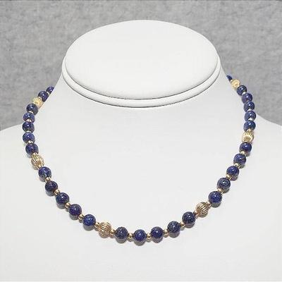 16 inch 14k gold and lapis lazuil necklace