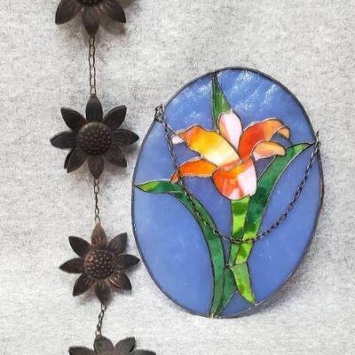 Metal craft sunflower bell chime floral stained glass