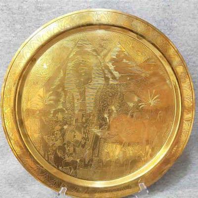 Egyptian etched brass wall art platter