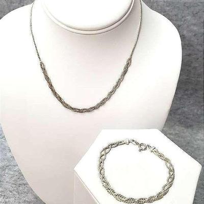 Sterling silver italian multi strand with matching bracelet