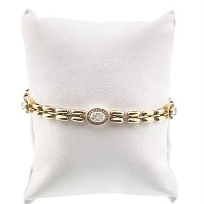 Diamond and 14K Mexican Hallmarked Gold Link Bracelet
