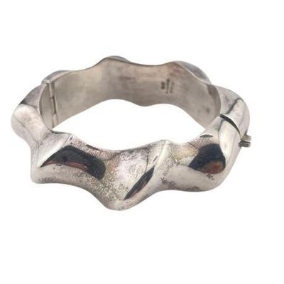 
Mexican Sterling Silver Wave Clamp Bracelet Signed