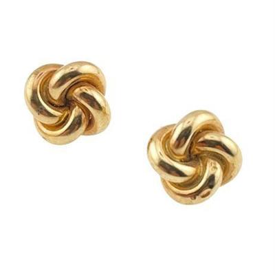 Yellow Gold 14 K Double Love Knot Earrings