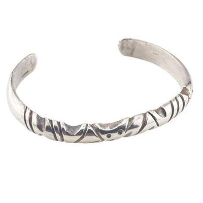 Lot 131   
Native American Style Sterling Silver Cuff Bangle Bracelet