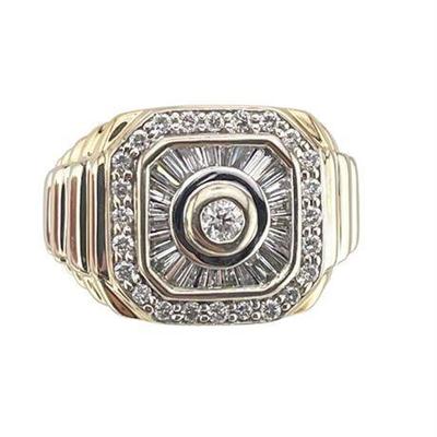 Radiant Diamond Mens 14 K Ring