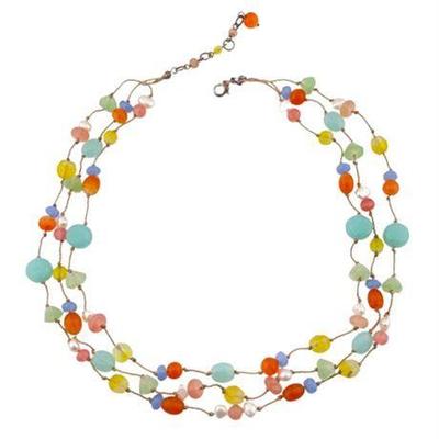 Freshwater Pearl and Semi-Precious Tumbled Stone Necklace