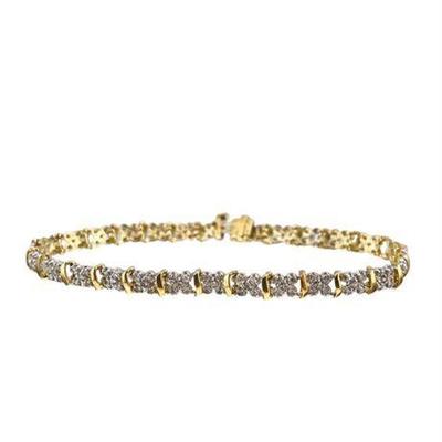 Diamond Tennis Bracelet, 10 K Yellow Gold