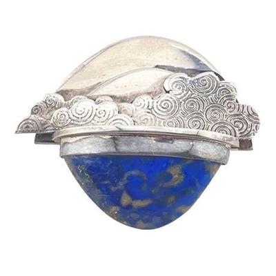 Lot 128   
Artisan Sterling Silver and Lapis Brooch