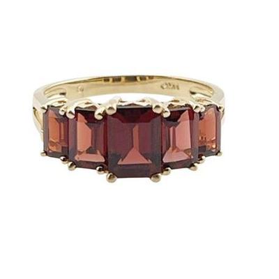 Stacked Garnet 14K Gold Band Ring