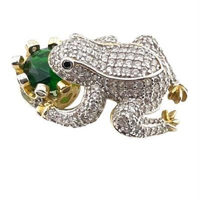 Cite d' Argent Sterling Silver Frog and Crown Pendant