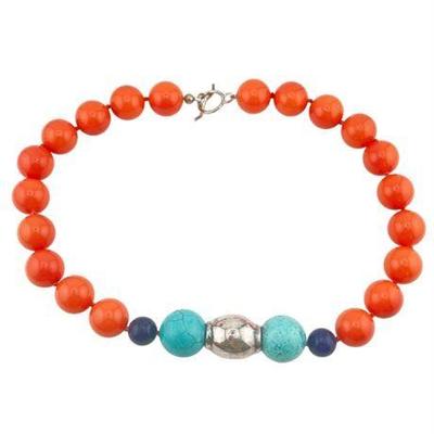 Coral, Turquoise and Lapis Bead Necklace