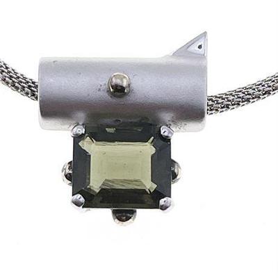 Lot 163   
Peridot Slide Pendant on Mesh Chain