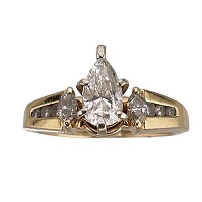 Diamond and 14 K Yellow Gold Engagement Ring