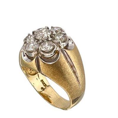 Mens Brushed 14 K Diamond Ring