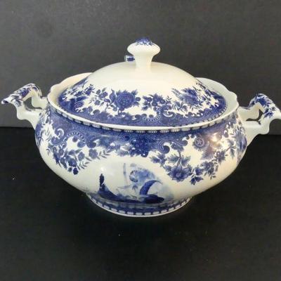 Vintage William James "Farmyard (Blue)" Soup Tureen with Lid & Ladle